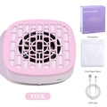 Pink M3 portable nail dust collector with 10 filter pads and USB cable in white background - Pink
