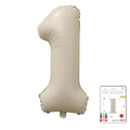 Matte cream beige number 1 foil balloon with individual card packaging for party decor - 40-inch Cream White With Paper Card