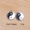 Yin Yang Tai Chi Emaille-Anhänger in Schwarz und Weiß für DIY-Schmuckherstellung - 21,8*17,8mm/2,1g / Doppelseitig Emaille Silber Groß 21,8*17,8mm