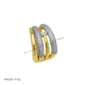 Detailansicht des mehrlagigen Rings mit 18k Gold und Zirkon, 16mm Breite und 6,8g Gewicht - Einstellbar Offen / Breiter Gestreifter Farbmischungsstil(DR241106-A)