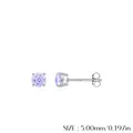 Orecchini in argento S925 con zircone lavanda e montatura a 4 griffe per donna e uomo - 5mm