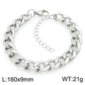Pulsera de cadena cubana de 9mm de acero inoxidable plateado con cierre de langosta ajustable - Plata 9mm Cadena Cubana (KB202705-Z)
