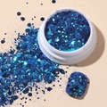 Sparkling blue hexagonal nail sequins and glitter in a jar for professional nail art - Korean Large Sequins #12