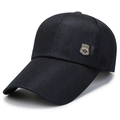 Black mesh baseball cap with long visor and sport shield embroidery on the side - Navy Blue