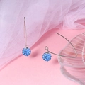 Elegant S925 silver hook earrings featuring a blue full-diamond disco ball pendant - Blue