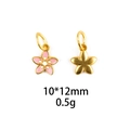 Macro view of gold-plated carnation pendant with pink enamel detail for DIY jewelry - No.6-Gold Hollow Flower
