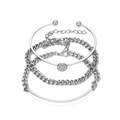 Poliertes silbernes 4-teiliges Armband-Set mit Cuban-Kette und Zirkon-Reifen - Silber Fettgedrucktes Kubanisches Ketten-Set (8895)