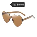 Frameless heart-shaped sunglasses in translucent tea color for a retro fashion look - Brown