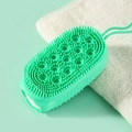 Brosse de bain en silicone vert menthe avec poils doux et éponge mousse - Emballage en sachet / Vert
