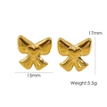 Goldene Herz-Ohrstecker aus Edelstahl mit Schleife poliertes Finish 15mm 5,5g - Gold 3D Schleife Ohrringe (YTE2401317)