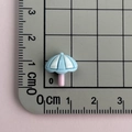 Mini resin beach umbrella accessory showing 2cm height measurement on a scale ruler - Blue Umbrella