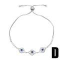 Verstellbares silbernes Evil Eye Armband mit blauen Kristallen und weißen Zirkonia - Stil D-Silber Dreifache Augen Gliederkette / Silber