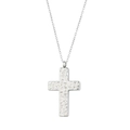Minimalistische zilveren titanium stalen kruisketting met gehamerde textuur voor dames en heren - Zilver