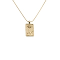 Gold Tarot Star card necklace with rectangular pendant and zircon on snake chain - The Star Tarot Style