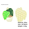 Ciondolo a foglia di monstera in lega verde e oro per la creazione di gioielli fai da te - Monstera in Vaso