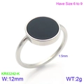 Minimalistische titaniumstalen ring met een 12mm platte ronde zwarte onyx inleg - US 6 / Zilver