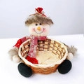 Practical large bamboo Christmas snowman storage basket for candies and home holiday decor - Snowman Basket Style 2