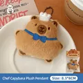Cute Capybara plush keychain with chef hat and blue bow in cozy rustic setting - Charm / 8# Chef Capybara Doll