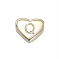 Golden heart-shaped charm featuring a raised letter Q for DIY jewelry making - Letter Q Style (SP143S-Q)