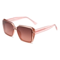 Oversized square sunglasses with transparent purple frame and brown gradient lenses - Pink Frame Gradient Tea Lens