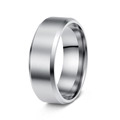 8mm matte silver stainless steel ring with brushed finish and polished edges for men - 8mm / US 6 / Silver