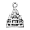 Antique silver church building charm for DIY jewelry and keychain accessories - Church Building