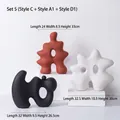 Modern abstract ceramic bookends in black, terracotta and white with matte finish - Artificial Rockery Ornament Set 5