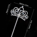 Silver crown cake topper with sparkling rhinestones and iridescent crystals, height 10cm - Alloy Rhinestone Crown No.2