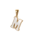 Classic gold stainless steel M-letter pendant with white mother-of-pearl inlay - Letter M