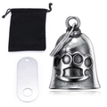 Punk style knuckle duster motorcycle guardian bell with black velvet pouch and tag set - Steel Color (Bell + Bag + Tag)