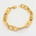 Detailsicht auf goldenes Edelstahl-Gliederarmband mit U-Form und robustem Karabiner - Gold Stil 1-Schweinenase H-Link