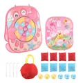 Pink kids bean bag toss game set with crab and jungle animal target boards and balls - Pink Jungle Animal Theme