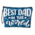Astuccio a rombi blu con stampa 'BEST DAD IN THE WORLD' e cinturino nero con zip - Con Cinturino da Polso / Miglior Papà Quadri Blu (xy-012-02)