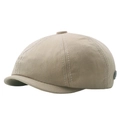 Classic beige cotton newsboy cap in khaki twill fabric with side metallic logo detail - Adjustable (58-61cm) / Khaki