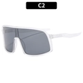 Gafas de sol deportivas blancas de gran tamaño con lentes gris oscuro para ciclismo - Montura Transparente Lente Gris