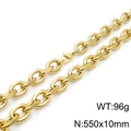 Golden hip hop flat-cut link chain necklace in 550x10mm size and 96g weight - Gold Necklace (KN118473-Z)