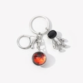 Dettaglio portachiavi astronauta argento con ciondolo Marte in vetro e chiusura - Marte Rosso-3