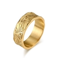 Men's gold Eye of Horus stainless steel ring featuring a unique brushed metal texture - Size 7 / Gold
