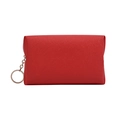 Waterproof red PU leather portable cosmetic bag with textured finish and keychain - 17*7*10cm / Red