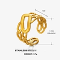 Anillo de cadena ajustable de acero inoxidable chapado en oro 18K con diseño oval - Dorado