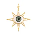 Goldener Evil Eye Anhänger mit grüner Iris und weißen Kristallakzenten - M86-D4 Auge Sternen-Stil / Graugrün