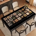 Tovaglietta in pelle nera impermeabile con venti motivi artistici e scritte - Stile-Y (Nero Mosaico d'Arte a 20 Griglie) / 60*120cm