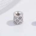 S925 Sterling Silber Zylinder Spacer Perle mit Mikrozirkonia Besatz für DIY Schmuckdesign - Platin Distanzperle Zirkonia Klein 3mm
