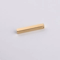 Detail of 3D gold rectangle bar pendant with smooth mirror finish and pre-drilled hole - Gold
