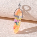 Resin crystal pillar pendant featuring colorful orange and lemon fruit slices - Resin Mixed Fruit