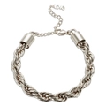 Polished silver stainless steel thick twist rope chain bracelet with lobster clasp and extension - 8mm Steel Bracelet
