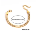 Détail du bracelet doré avec zircons blancs montrant la longueur 16,5cm et le poids - Bracelet Tissé Strass Blanc