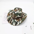 Summer outdoor camouflage western cowboy hat with wide brim and braided rope detail - Army Green Camo