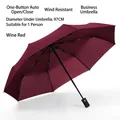 Automatic burgundy folding umbrella with 97cm diameter for one person use - 8-Rib Automatic / Burgundy