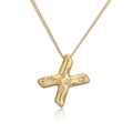 Collana con ciondolo iniziale X placcata in oro con zirconi cubici scintillanti - Lettera X